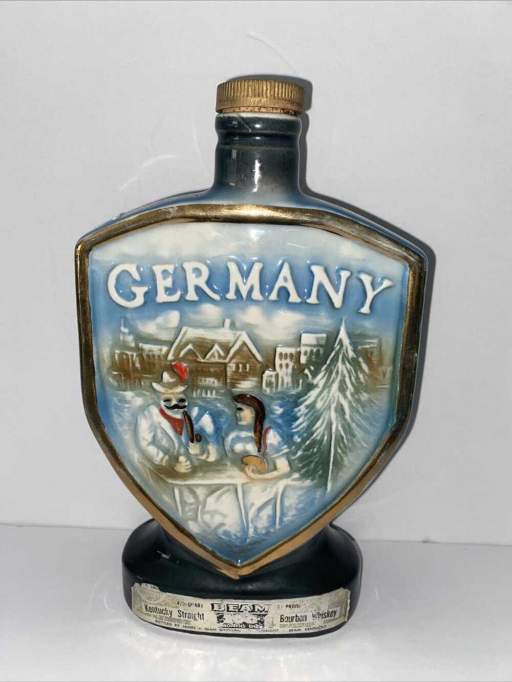 Beautiful Collectible 10” empty bottle of J.Beam "Germany", 1970